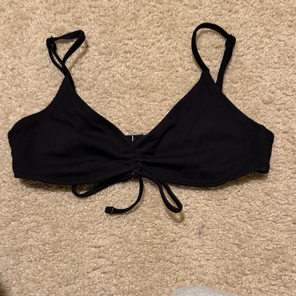 Black Ruched Bikini Top
